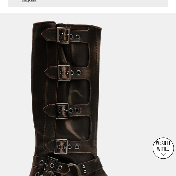 Steve Madden Dark Leather Buckle Combat Boots - Picture 5 of 5